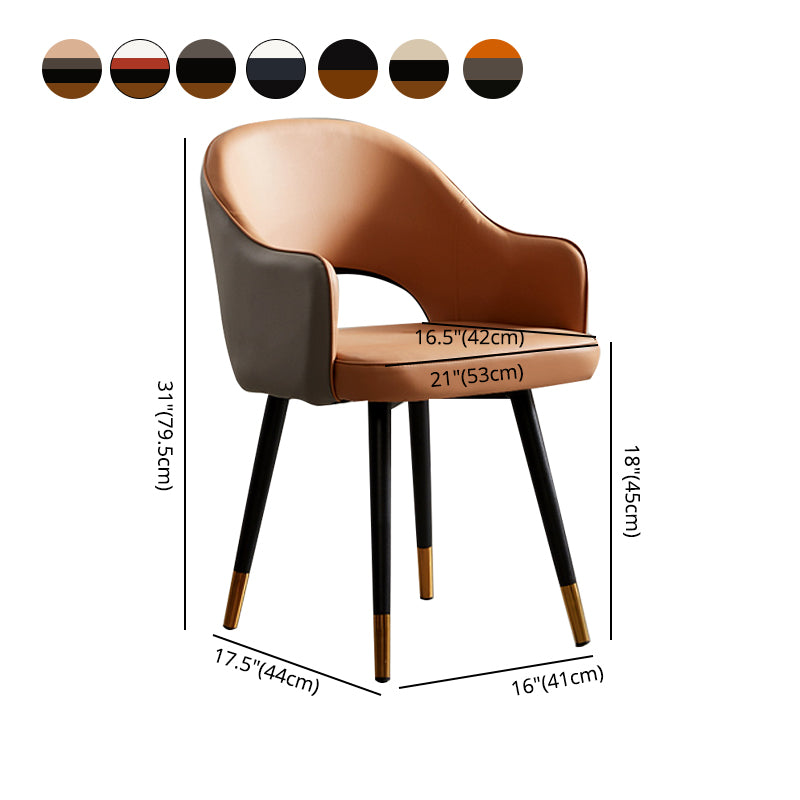 Chaises de salle à manger en métal de Style nordique, chaise latérale à bras arrière ouvert pour la cuisine