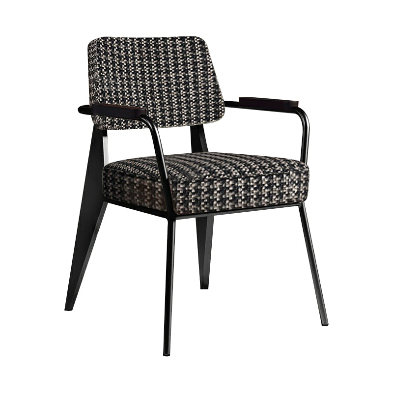Sillón escandinavo interior Silla de comedor tapizada de metal con respaldo abierto
