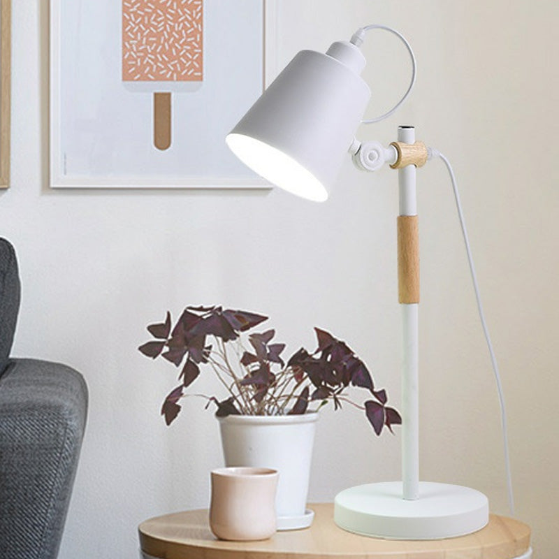 Metal Tapered Task Lighting Macaron 1 Head Yellow/Black/White Reading Book Light for Living Room