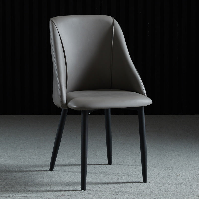 Leather Upholstered Armless Dining Chairs Home Side Chairs with Metal Legs