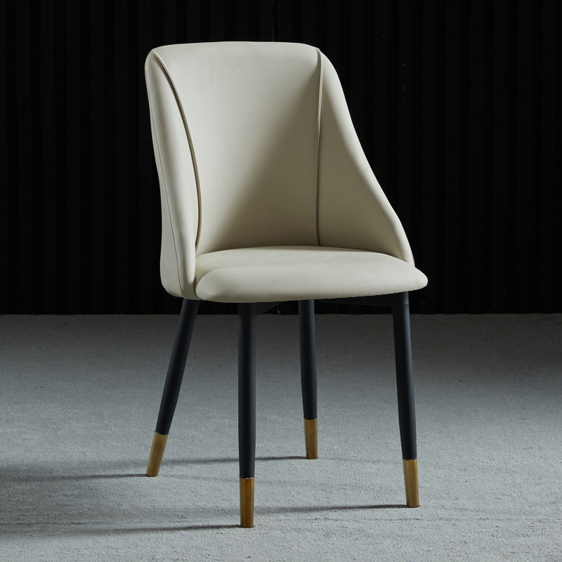 Leather Upholstered Armless Dining Chairs Home Side Chairs with Metal Legs