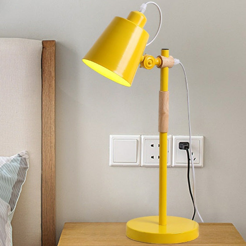 Metal Tapered Task Lighting Macaron 1 Head Yellow/Black/White Reading Book Light for Living Room