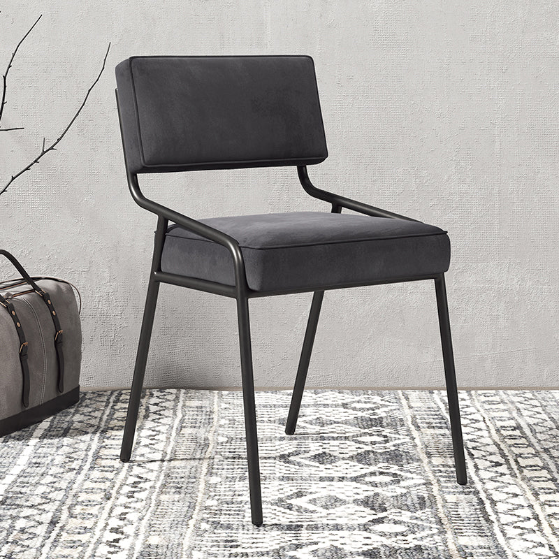 Chaise latérale de maison industrielle, chaise de salle à manger tapissée en métal à dossier ouvert