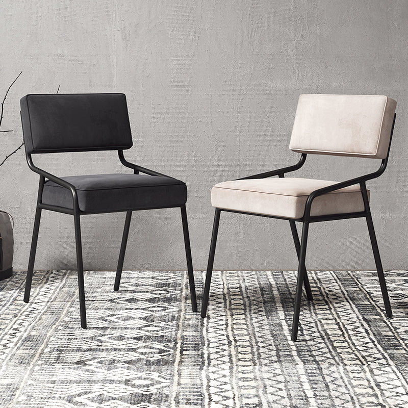 Silla lateral casera industrial Silla de comedor tapizada de metal con respaldo abierto