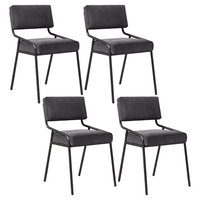 Silla lateral casera industrial Silla de comedor tapizada de metal con respaldo abierto