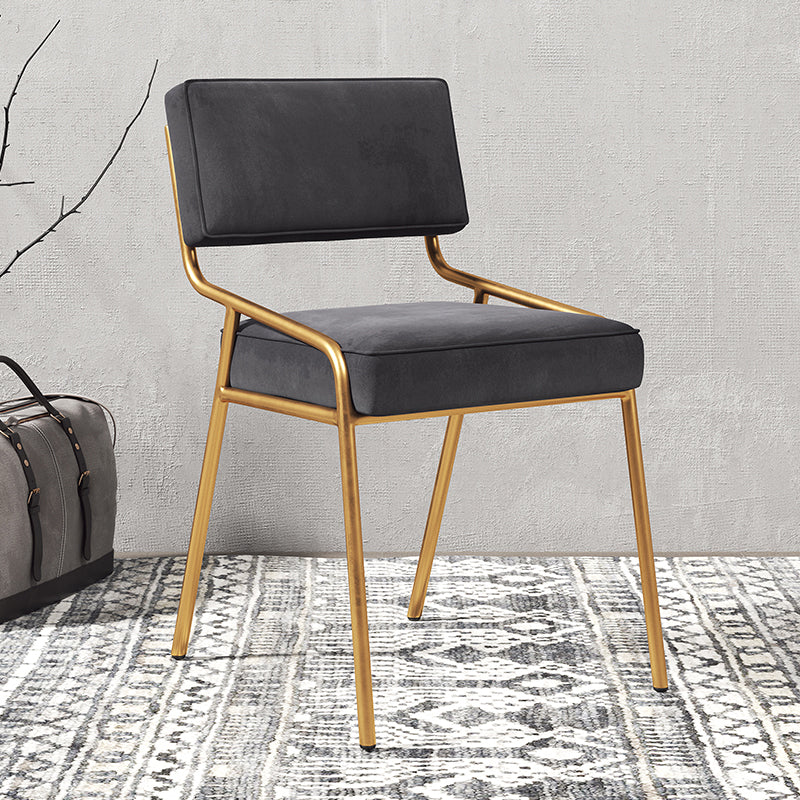 Silla lateral casera industrial Silla de comedor tapizada de metal con respaldo abierto