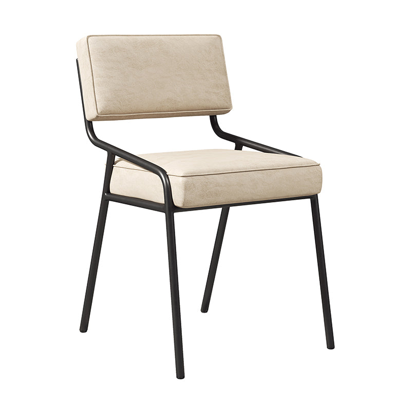Silla lateral casera industrial Silla de comedor tapizada de metal con respaldo abierto