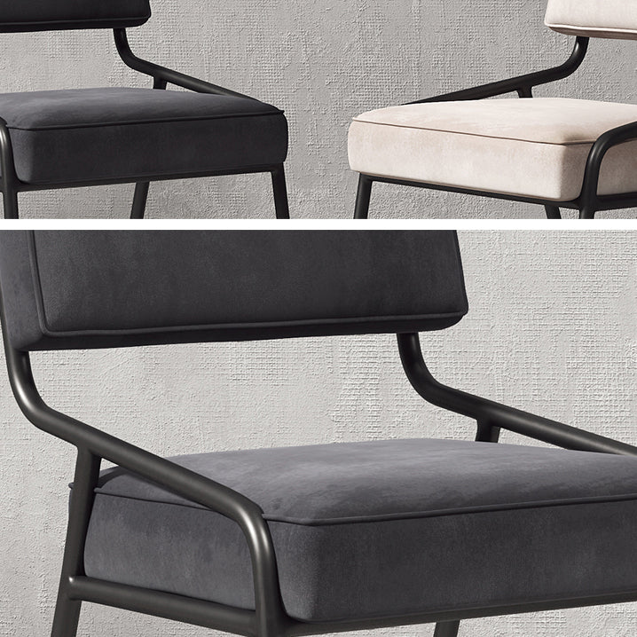 Silla lateral casera industrial Silla de comedor tapizada de metal con respaldo abierto