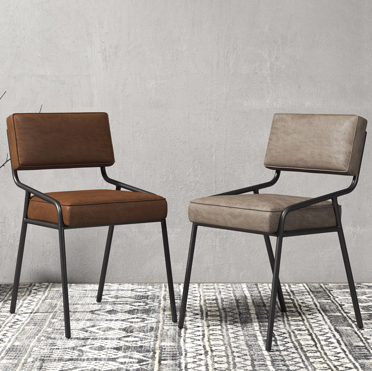 Silla lateral casera industrial Silla de comedor tapizada de metal con respaldo abierto