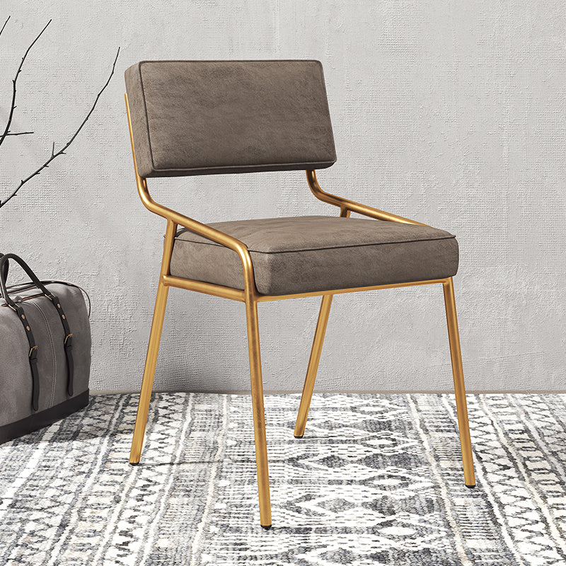 Silla lateral casera industrial Silla de comedor tapizada de metal con respaldo abierto
