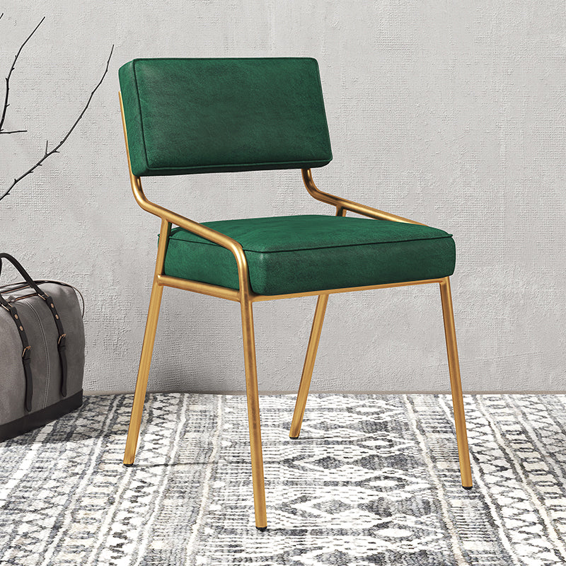 Silla lateral casera industrial Silla de comedor tapizada de metal con respaldo abierto
