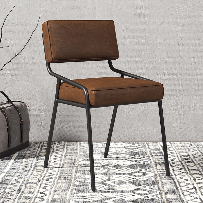 Silla lateral casera industrial Silla de comedor tapizada de metal con respaldo abierto