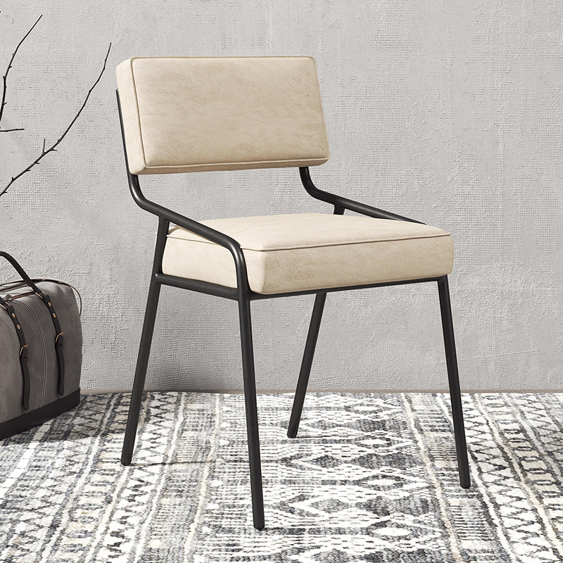 Silla lateral casera industrial Silla de comedor tapizada de metal con respaldo abierto