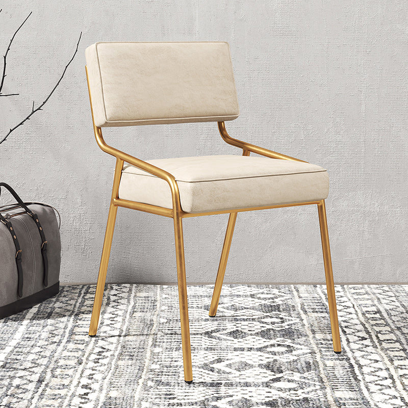 Silla lateral casera industrial Silla de comedor tapizada de metal con respaldo abierto