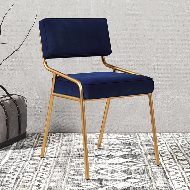 Silla lateral casera industrial Silla de comedor tapizada de metal con respaldo abierto
