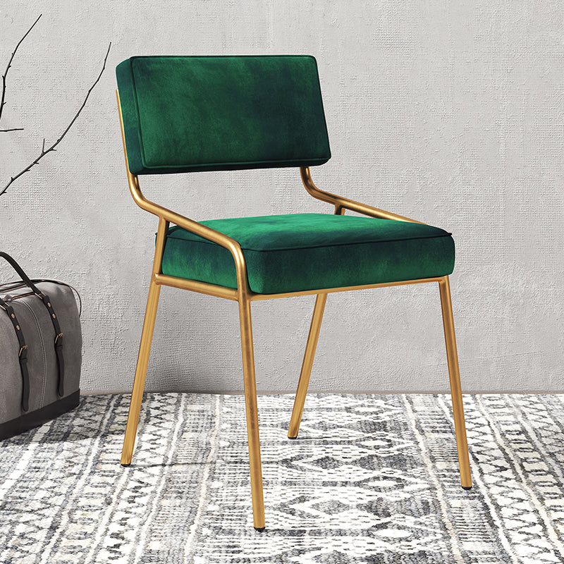 Silla lateral casera industrial Silla de comedor tapizada de metal con respaldo abierto