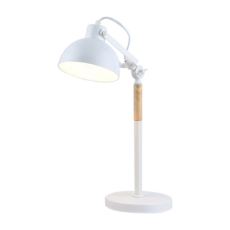 1 tête de bol de bol clair modernisme lampe de table de nuit en métal en blanc / noir avec nœud rotatif