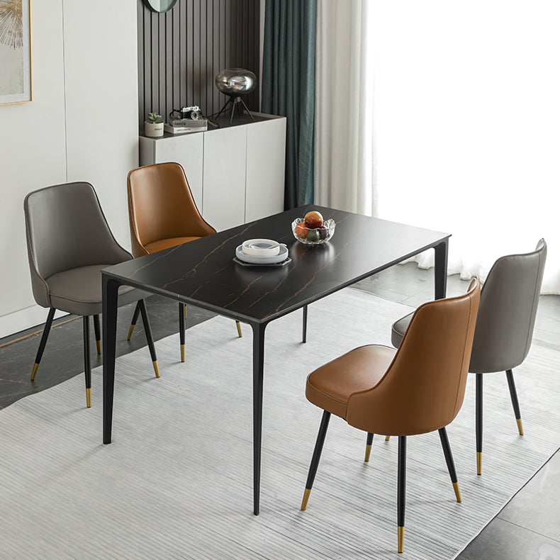 El comedor de metal Glam preside la silla sin brazos de Parsons de comedor de cuero sintético para uso en restaurantes