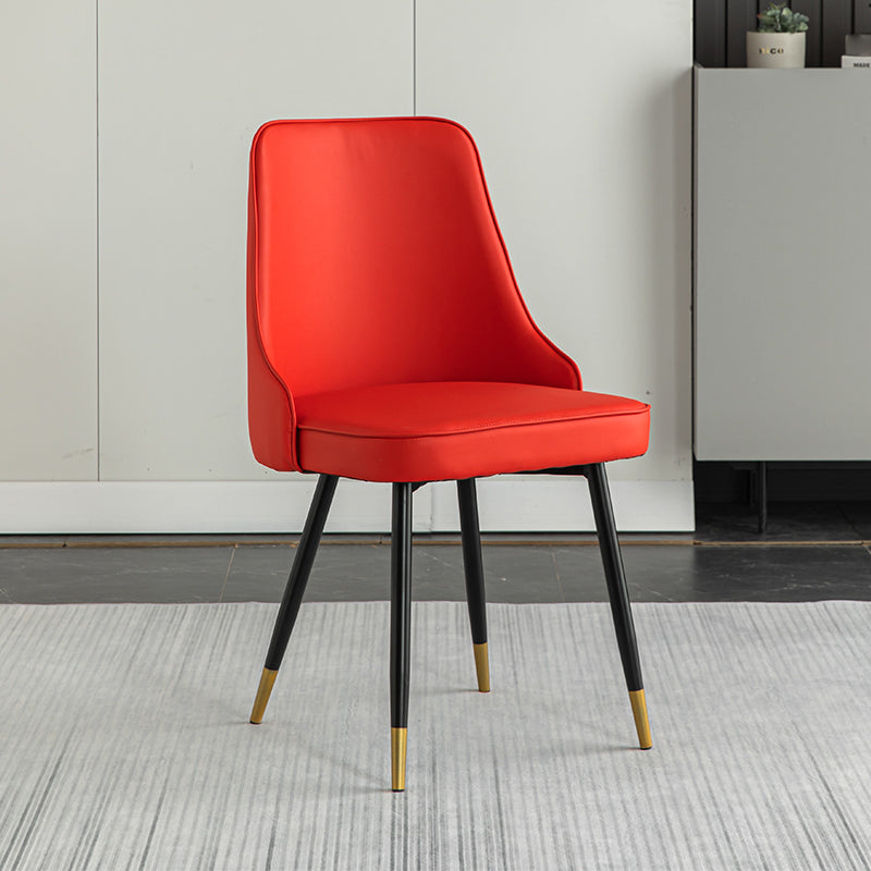 Chaises de salle à manger en métal Glam, chaise Parsons sans accoudoirs en Faux cuir pour usage au Restaurant