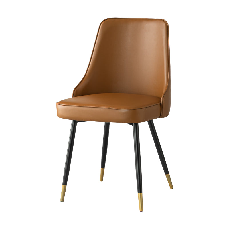 El comedor de metal Glam preside la silla sin brazos de Parsons de comedor de cuero sintético para uso en restaurantes