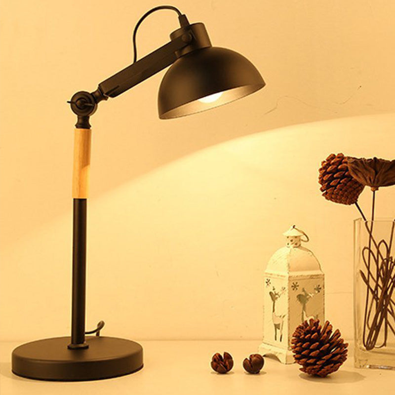 1 tête de bol de bol clair modernisme lampe de table de nuit en métal en blanc / noir avec nœud rotatif