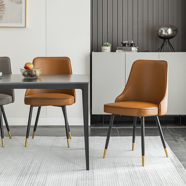 El comedor de metal Glam preside la silla sin brazos de Parsons de comedor de cuero sintético para uso en restaurantes