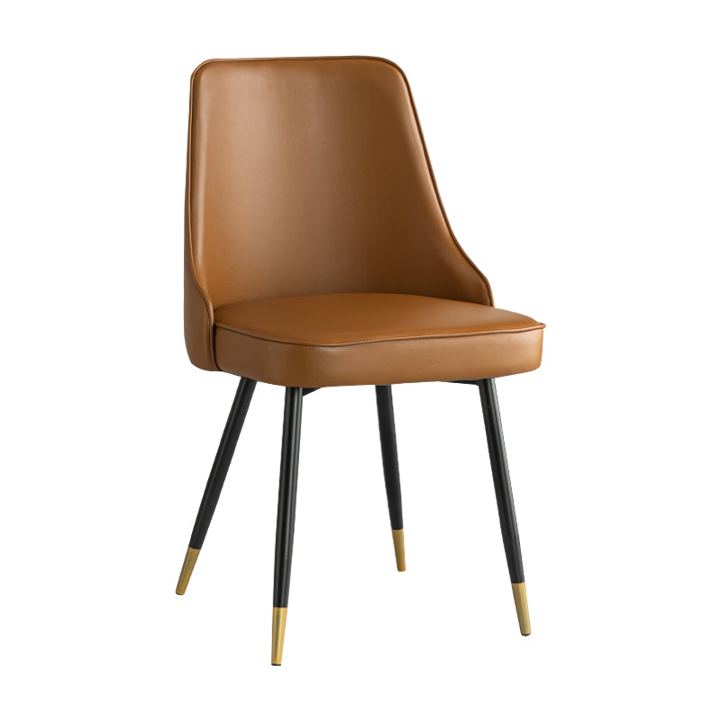 Chaises de salle à manger en métal Glam, chaise Parsons sans accoudoirs en Faux cuir pour usage au Restaurant