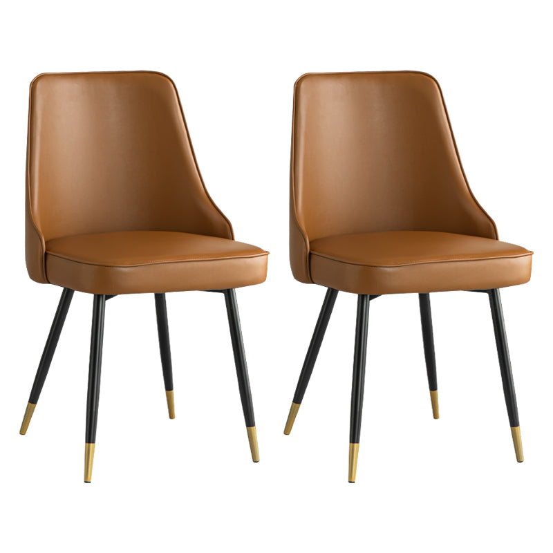 El comedor de metal Glam preside la silla sin brazos de Parsons de comedor de cuero sintético para uso en restaurantes