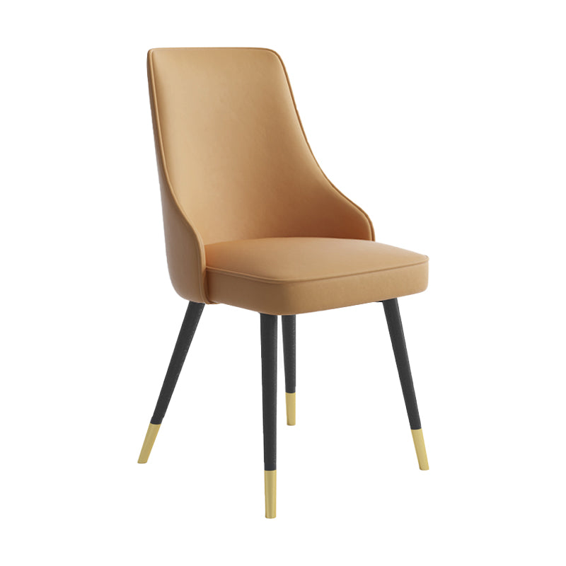 Chaises de salle à manger en métal Glam, chaise Parsons sans accoudoirs en Faux cuir pour usage au Restaurant