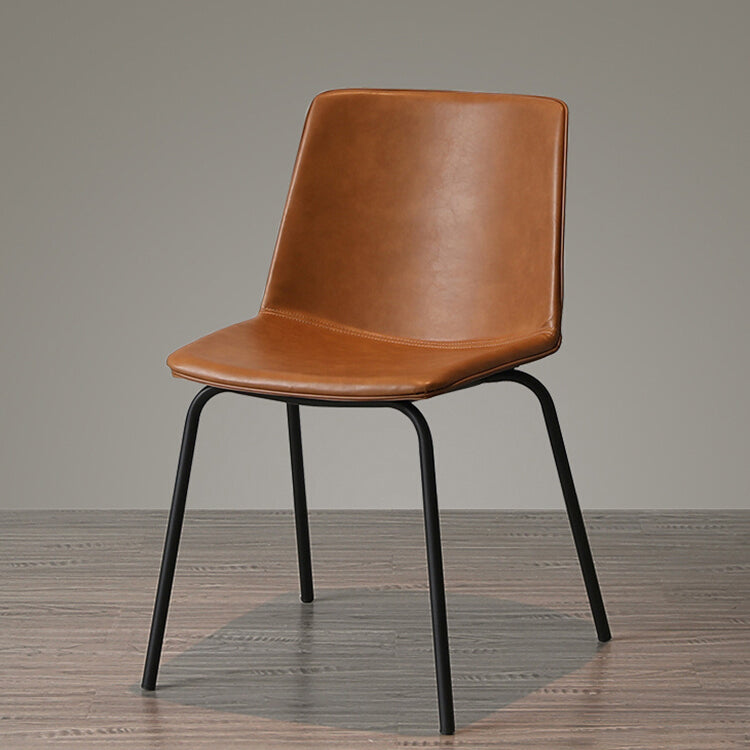 Chaise de salle à manger industrielle en métal, chaises latérales rembourrées sans accoudoirs en cuir pour usage domestique
