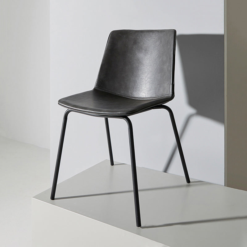 Chaise de salle à manger industrielle en métal, chaises latérales rembourrées sans accoudoirs en cuir pour usage domestique
