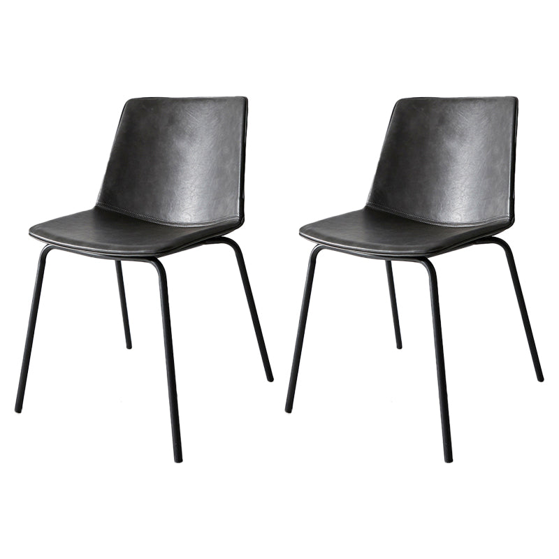 Chaise de salle à manger industrielle en métal, chaises latérales rembourrées sans accoudoirs en cuir pour usage domestique
