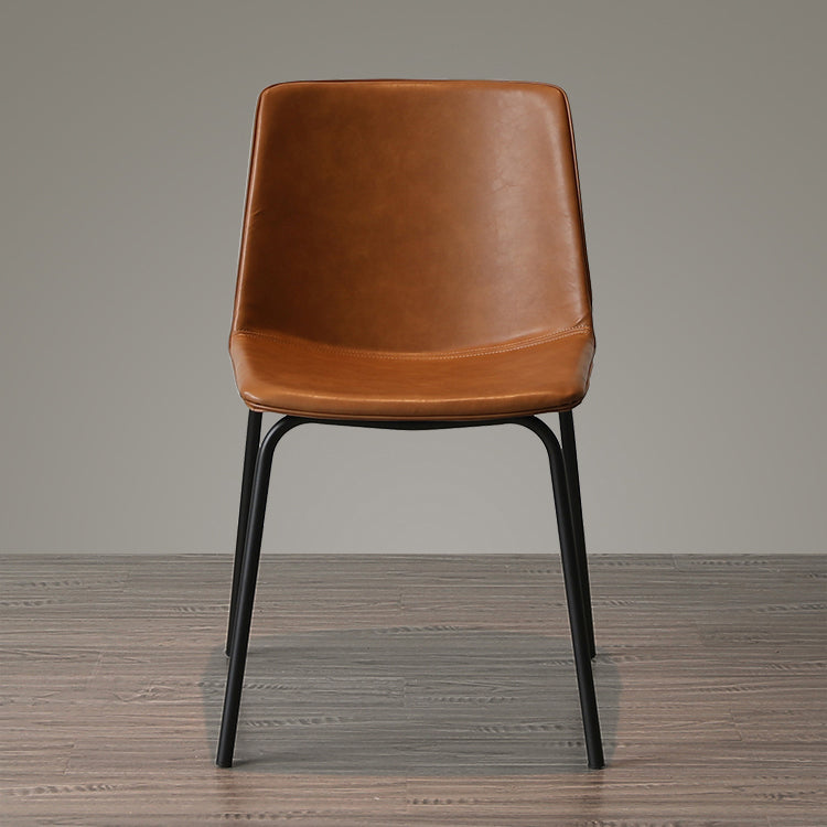 Chaise de salle à manger industrielle en métal, chaises latérales rembourrées sans accoudoirs en cuir pour usage domestique