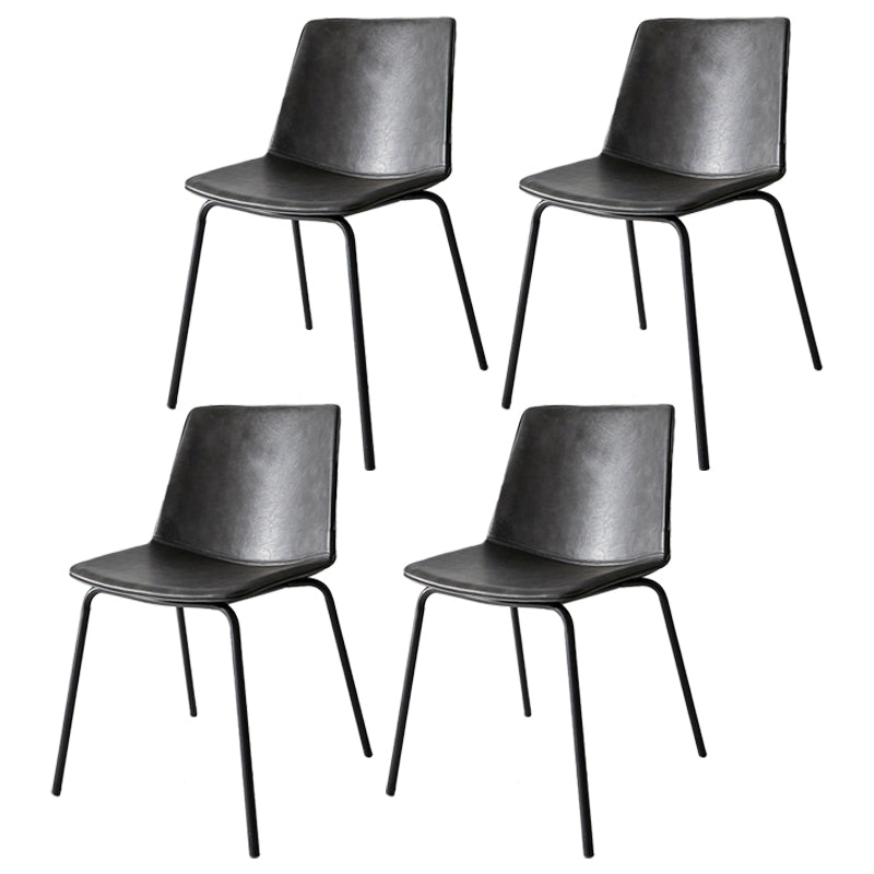 Chaise de salle à manger industrielle en métal, chaises latérales rembourrées sans accoudoirs en cuir pour usage domestique