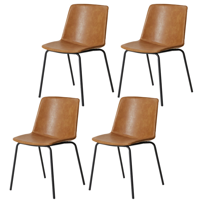 Chaise de salle à manger industrielle en métal, chaises latérales rembourrées sans accoudoirs en cuir pour usage domestique