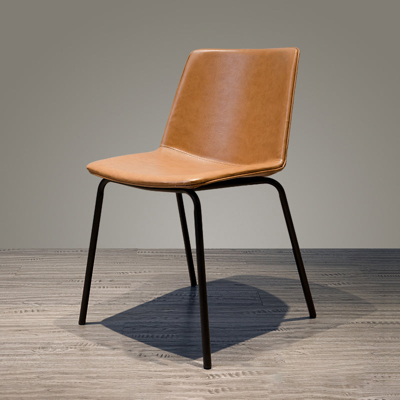 Chaise de salle à manger industrielle en métal, chaises latérales rembourrées sans accoudoirs en cuir pour usage domestique