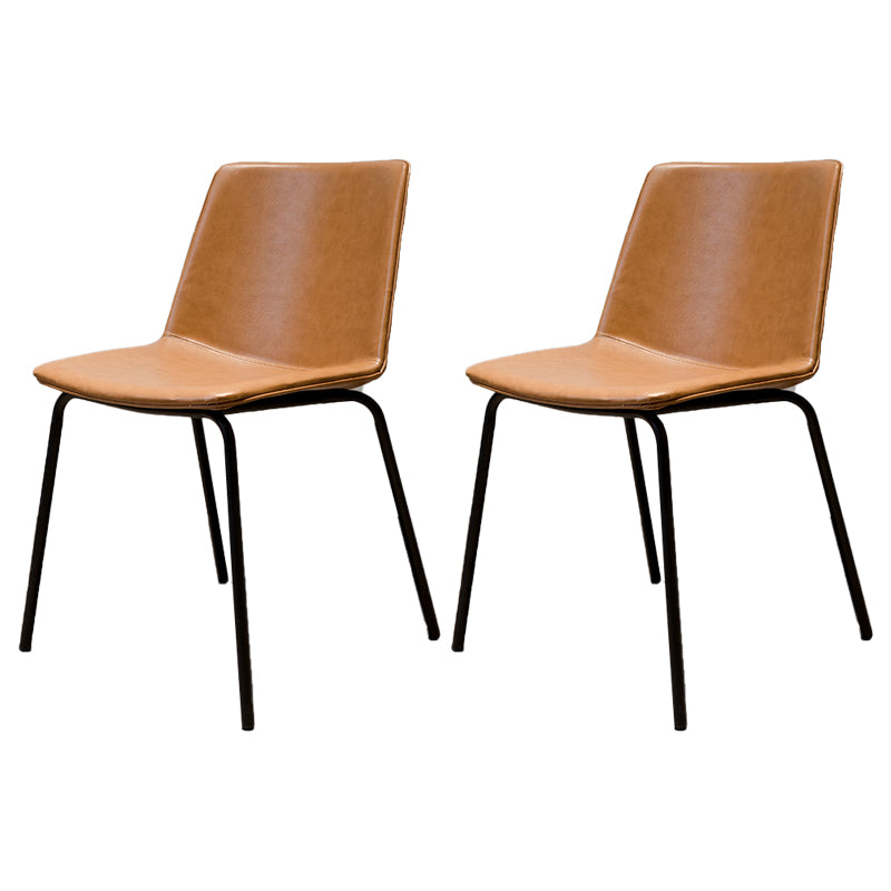 Chaise de salle à manger industrielle en métal, chaises latérales rembourrées sans accoudoirs en cuir pour usage domestique