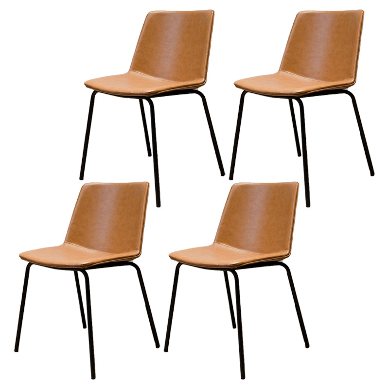 Chaise de salle à manger industrielle en métal, chaises latérales rembourrées sans accoudoirs en cuir pour usage domestique