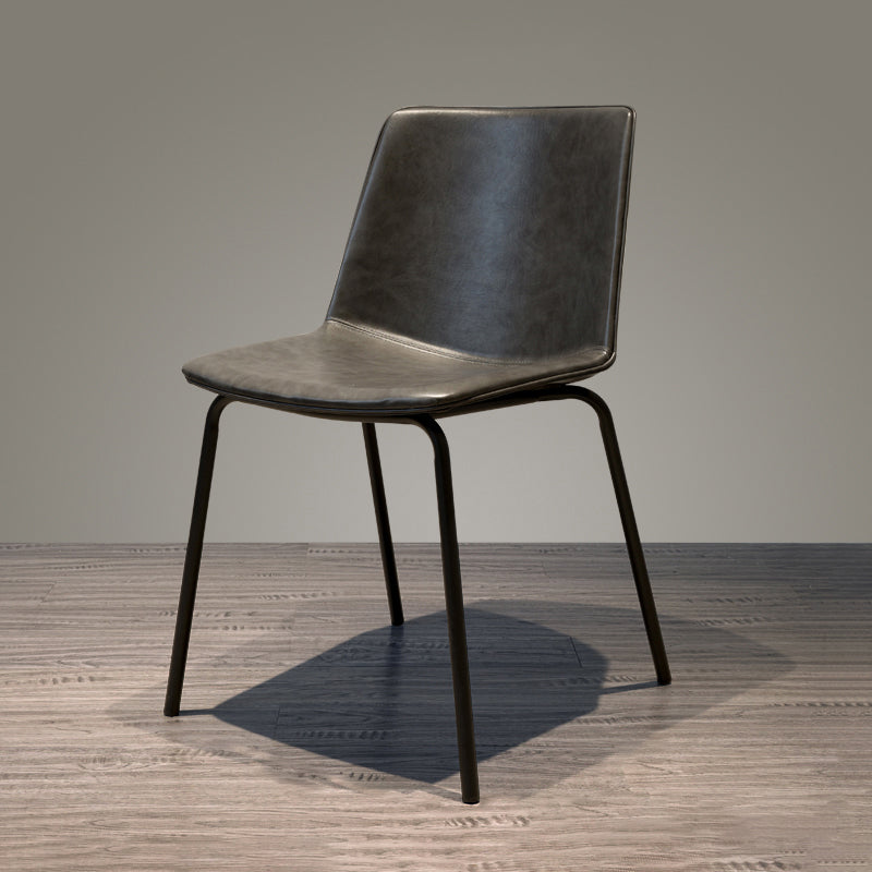 Chaise de salle à manger industrielle en métal, chaises latérales rembourrées sans accoudoirs en cuir pour usage domestique