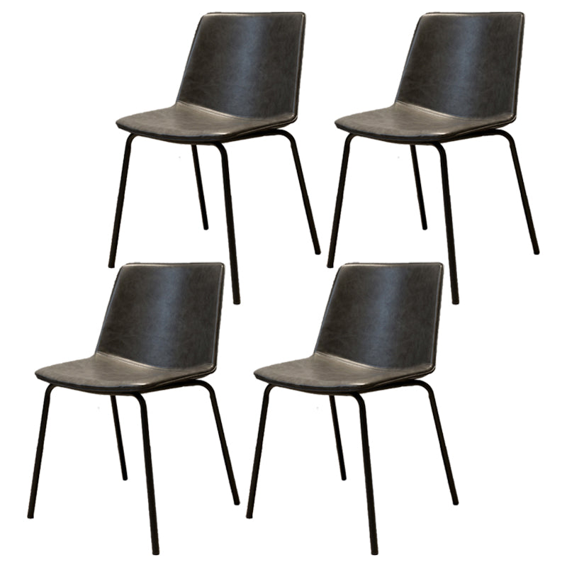Chaise de salle à manger industrielle en métal, chaises latérales rembourrées sans accoudoirs en cuir pour usage domestique
