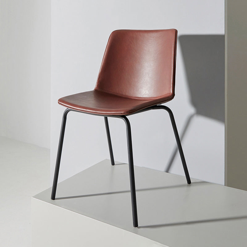 Chaise de salle à manger industrielle en métal, chaises latérales rembourrées sans accoudoirs en cuir pour usage domestique