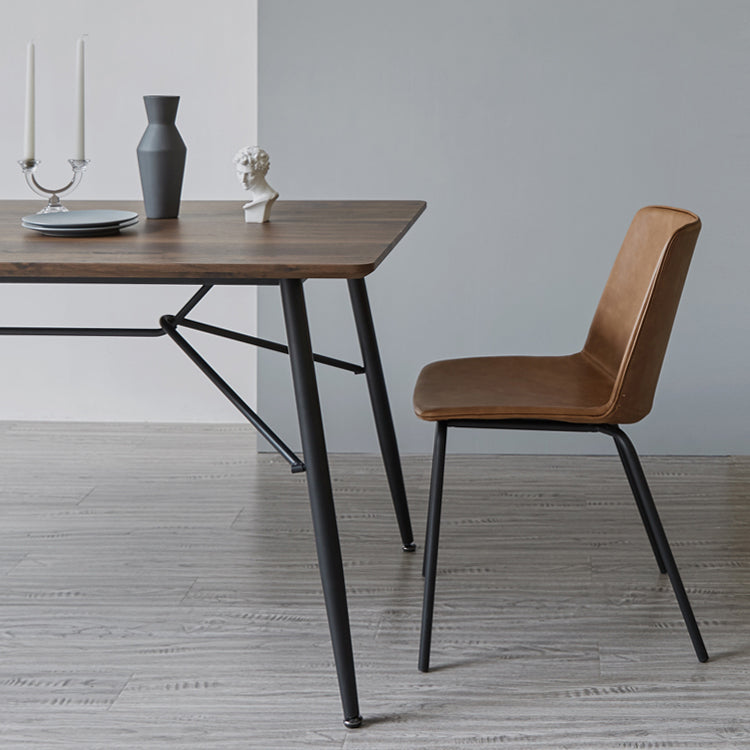 Chaise de salle à manger industrielle en métal, chaises latérales rembourrées sans accoudoirs en cuir pour usage domestique