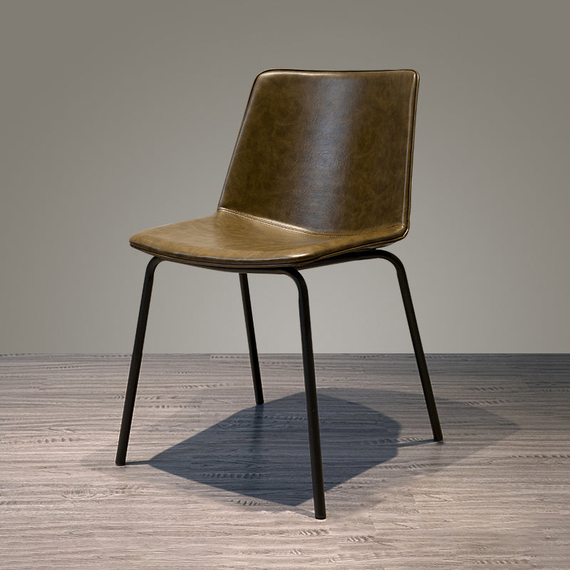 Chaise de salle à manger industrielle en métal, chaises latérales rembourrées sans accoudoirs en cuir pour usage domestique