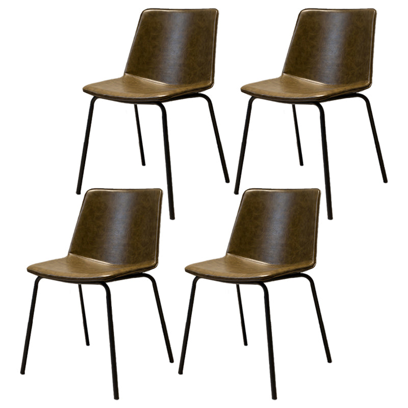 Chaise de salle à manger industrielle en métal, chaises latérales rembourrées sans accoudoirs en cuir pour usage domestique