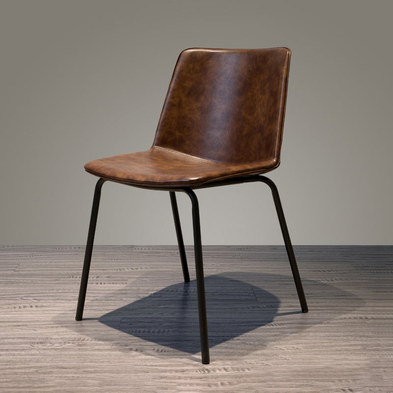 Chaise de salle à manger industrielle en métal, chaises latérales rembourrées sans accoudoirs en cuir pour usage domestique