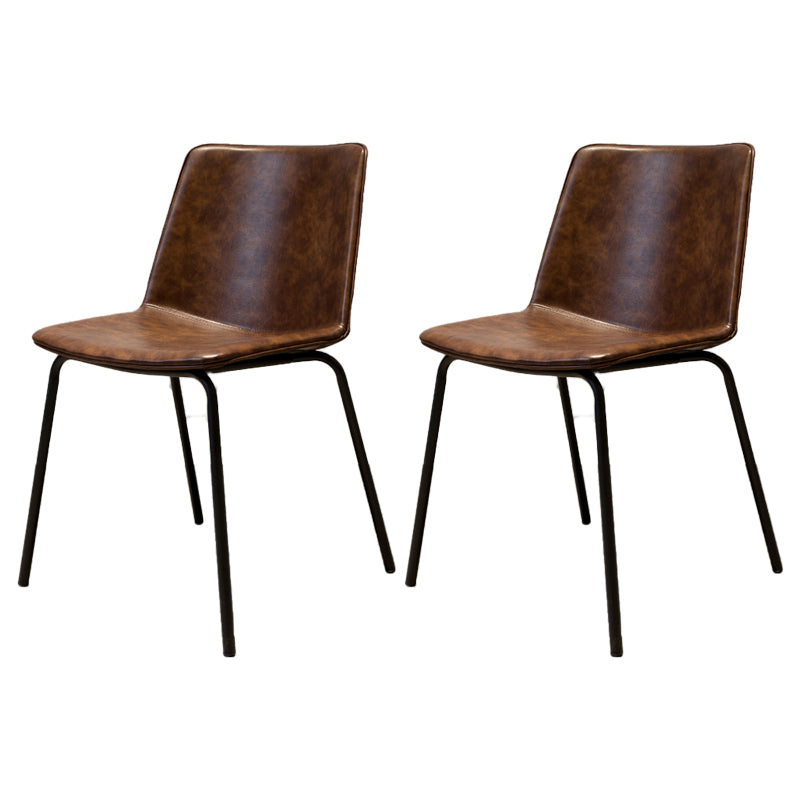 Chaise de salle à manger industrielle en métal, chaises latérales rembourrées sans accoudoirs en cuir pour usage domestique