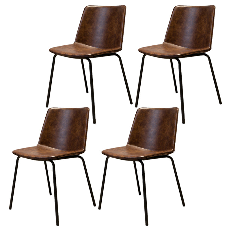 Chaise de salle à manger industrielle en métal, chaises latérales rembourrées sans accoudoirs en cuir pour usage domestique