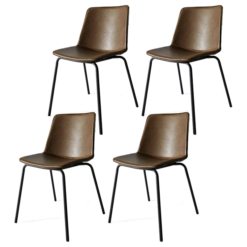 Chaise de salle à manger industrielle en métal, chaises latérales rembourrées sans accoudoirs en cuir pour usage domestique
