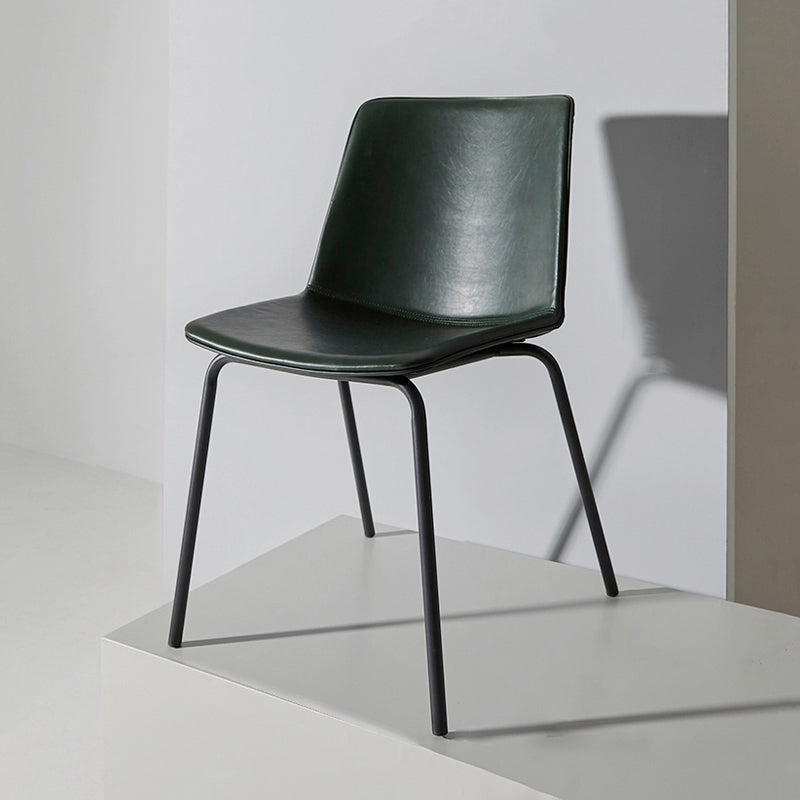 Chaise de salle à manger industrielle en métal, chaises latérales rembourrées sans accoudoirs en cuir pour usage domestique