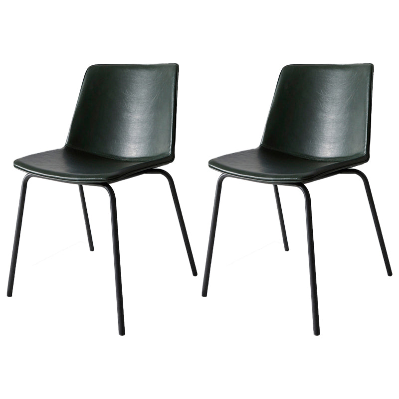 Chaise de salle à manger industrielle en métal, chaises latérales rembourrées sans accoudoirs en cuir pour usage domestique